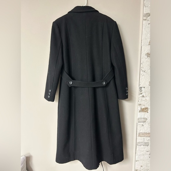 Vintage Sequence Black Wool Blend Long Trench Coat - Picture 6 of 9
